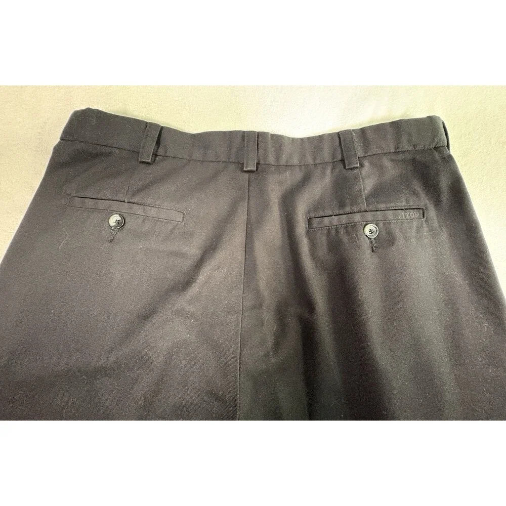 IZOD American Chino Men’s Black Double Pleated Dress Pants 36x34 Cuffed Classic